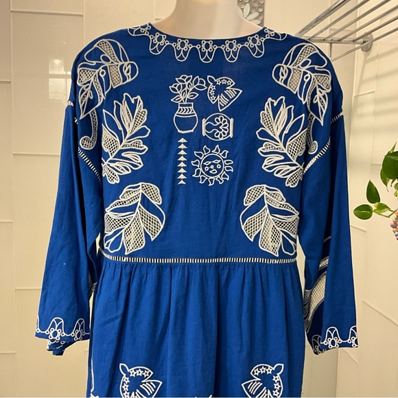 NWT$435 Jade Johnny Was SMALL Barbara Mini Dress Baleine Blue - Picture 6 of 11